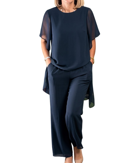 Conjunto de Lino y Algodón de Talle Alto con Pierna Ancha®