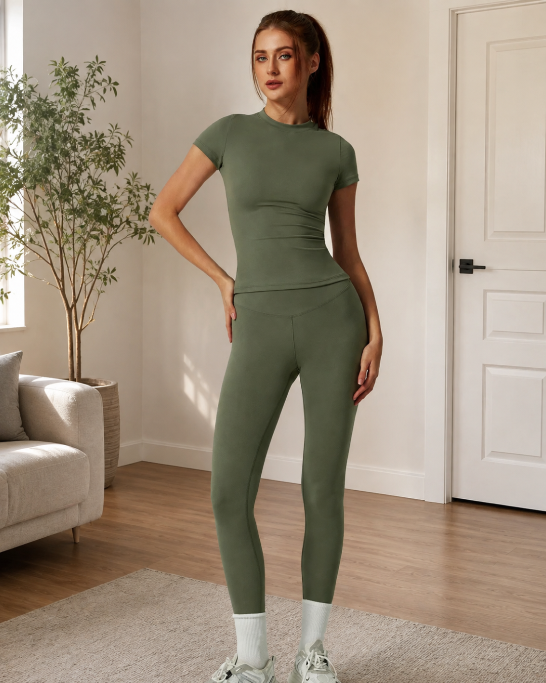 Conjunto de leggings y camiseta sin costuras