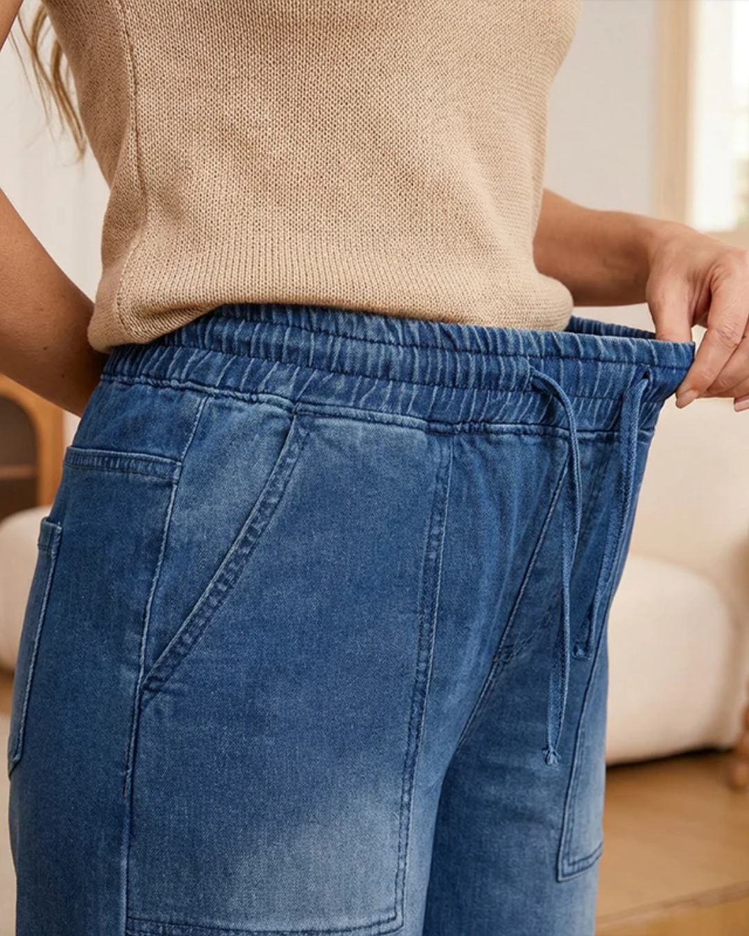 Pantalones Denim de Pierna Ancha para Mujer