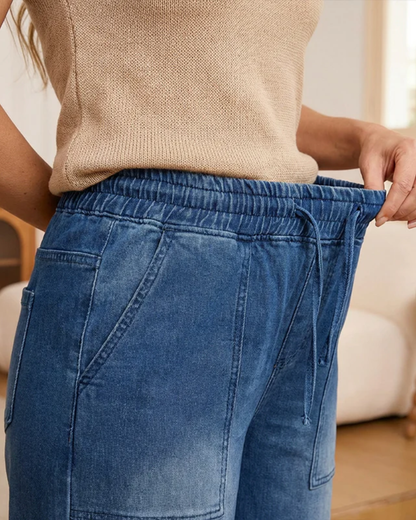 Pantalones Denim de Pierna Ancha para Mujer