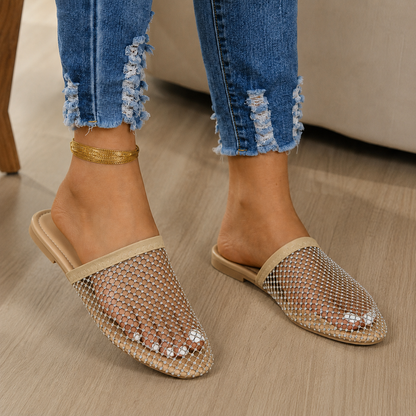 Mules Planos de Malla con Detalles Brillantes®