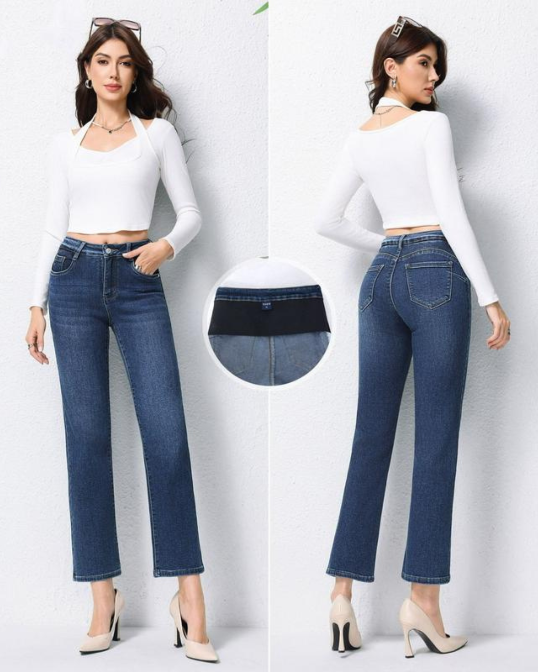 Pantalón recto con faja integrada y efecto moldeador para mujer®