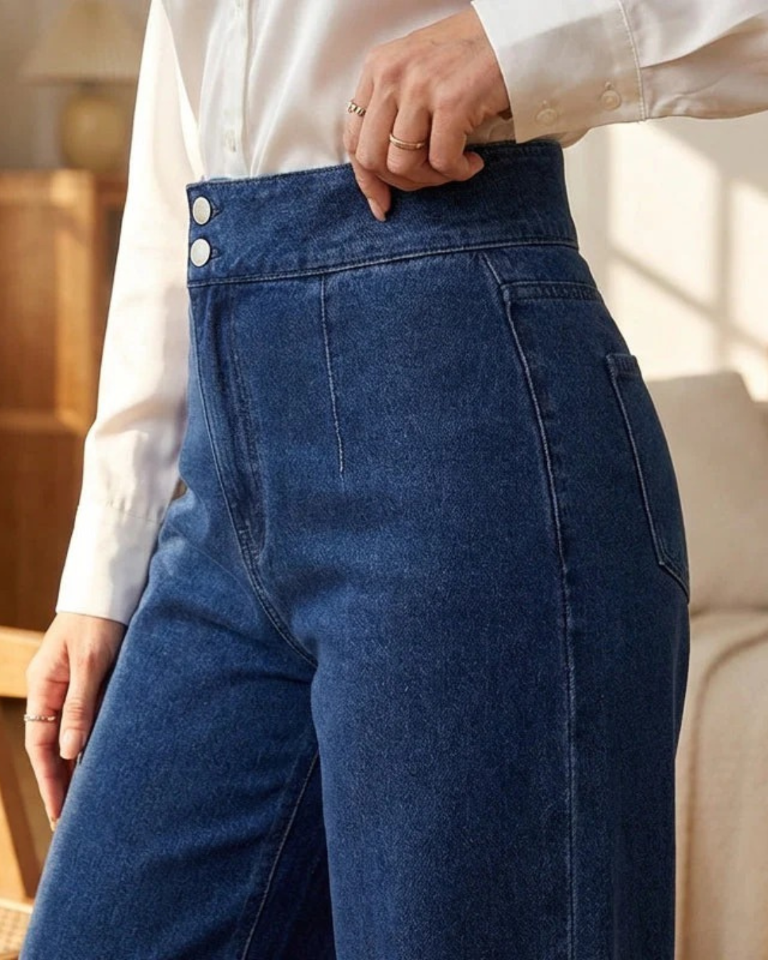 Jeans de Tiro Alto y Pernera Ancha