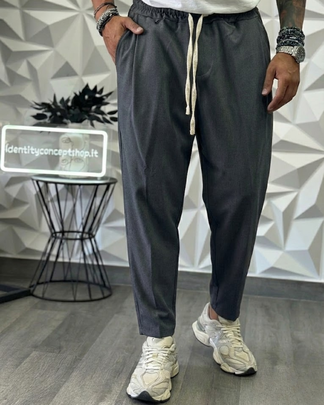 Pantalón Casual de Corte Relajado con Cintura Elástica Para Hombre