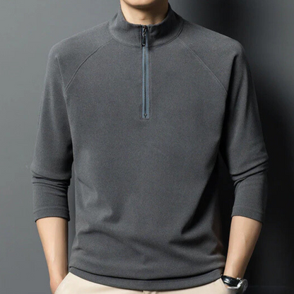 Camiseta térmica con cremallera corta y mangas largas para hombre