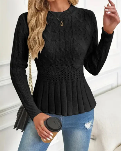 Jersey de punto grueso con cuello redondo para mujer