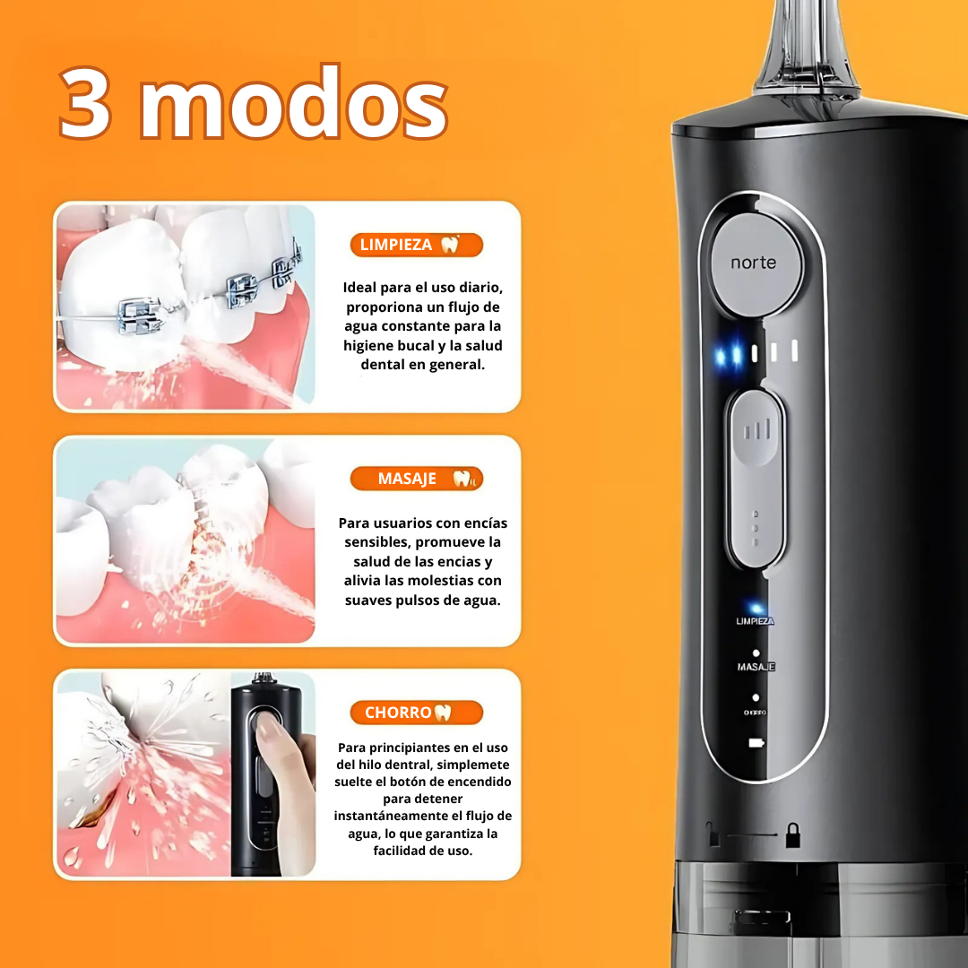 Irrigador dental portátil e inalámbrico