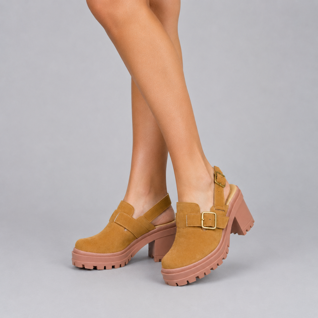 Zuecos de tacón con plataforma track®