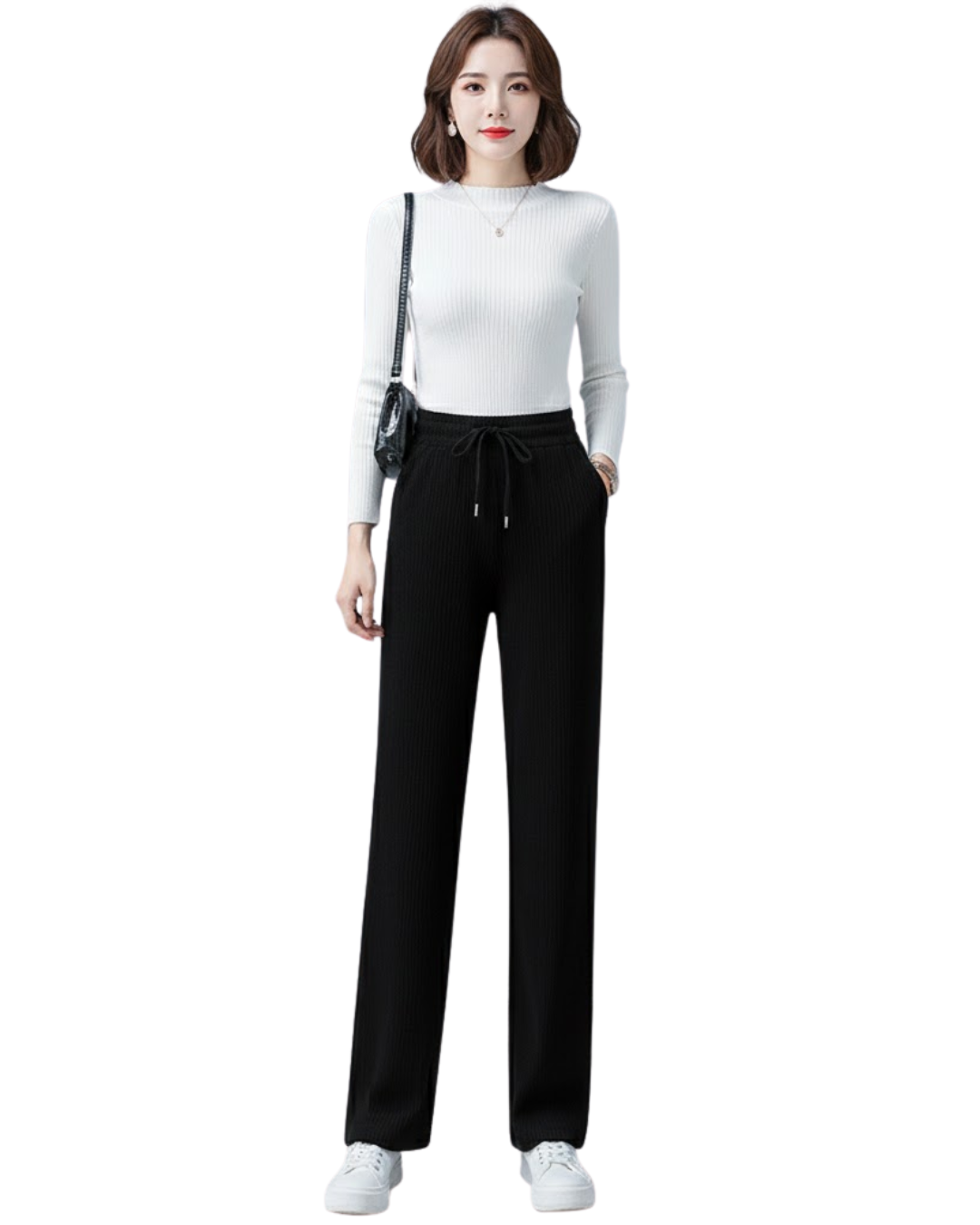 Pantalones anchos de terciopelo informales para mujer
