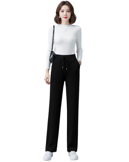 Pantalones anchos de terciopelo informales para mujer