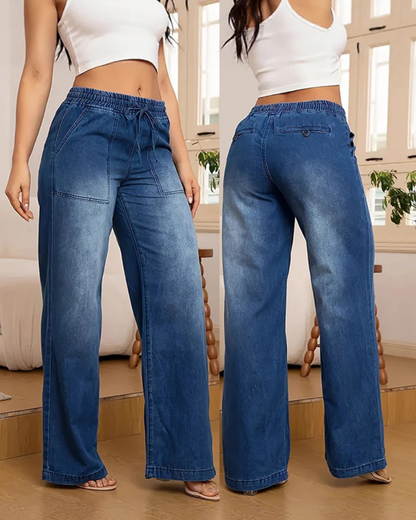 Pantalones Denim de Pierna Ancha para Mujer