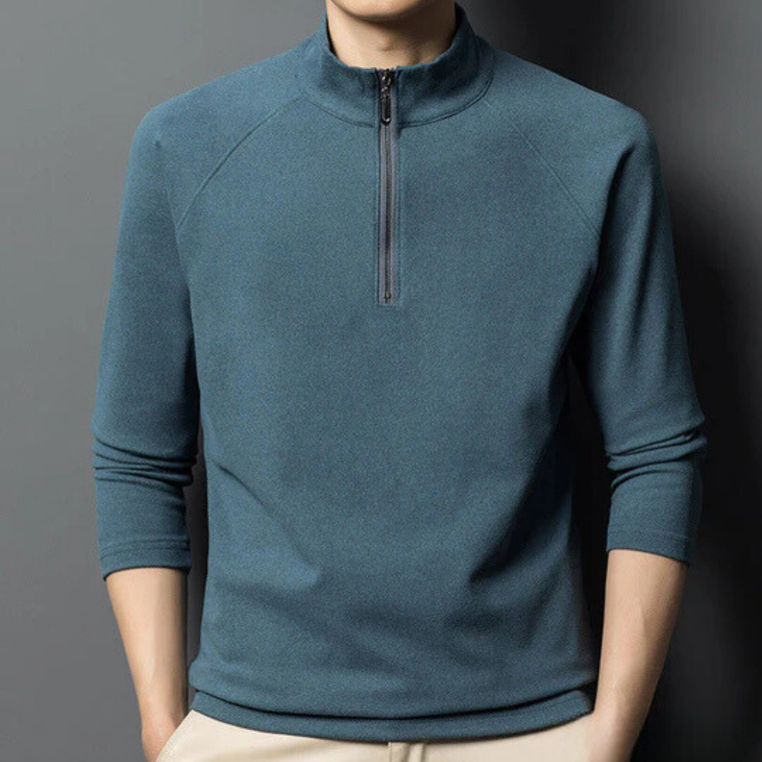 Camiseta térmica con cremallera corta y mangas largas para hombre