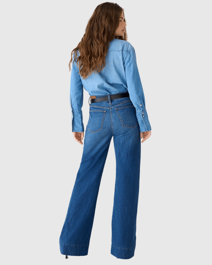 Pantalón de Cintura Alta y Corte Ancho