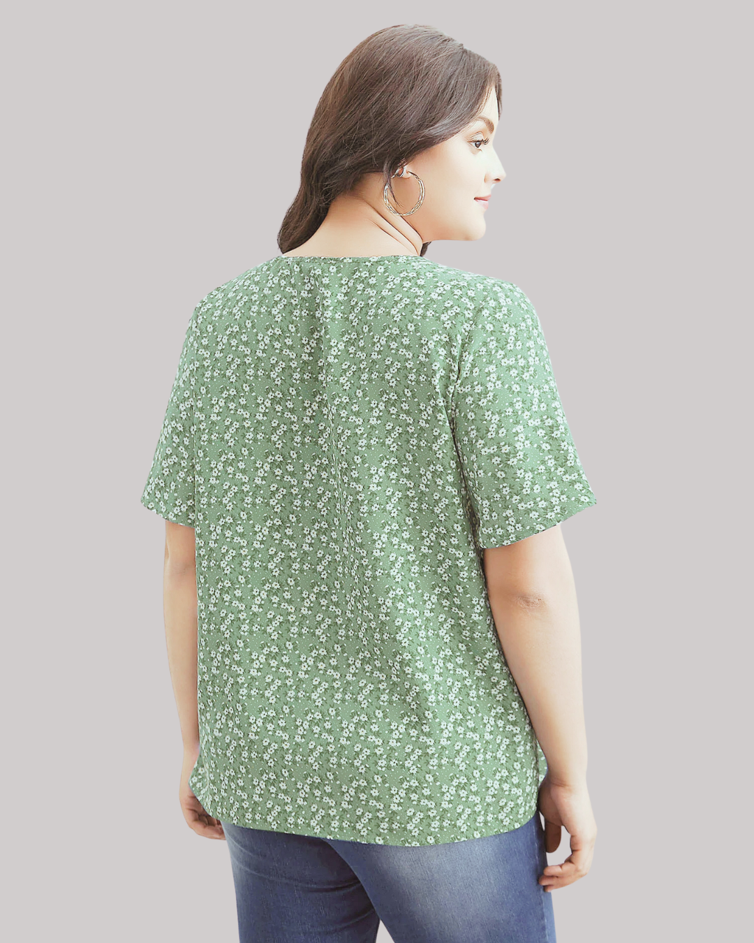 Blusa  con Estampado Floral y Mangas Amplias Estilo Volante