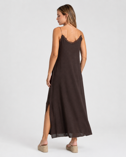 Vestido Lencero Largo con Encaje®