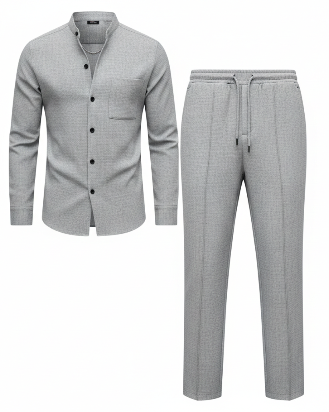 Conjunto Masculino de Camiseta y Pantalón con Textura Waffle