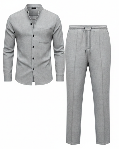 Conjunto Masculino de Camiseta y Pantalón con Textura Waffle