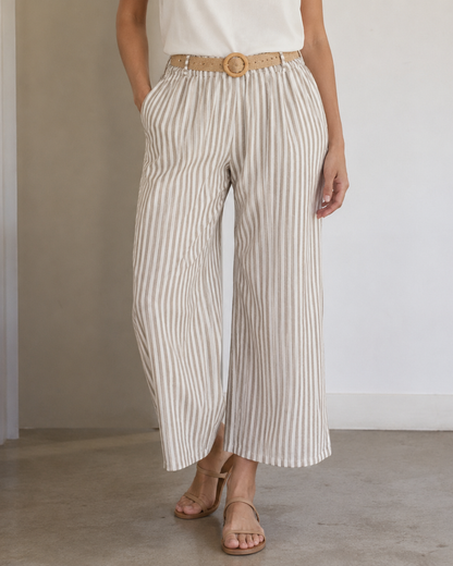 Pantalón Palazzo de Rayas con Cinturón