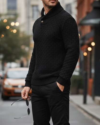 Sueter de Punto Premium con Cuello Elevado y Estructura Reforzada Para Hombre