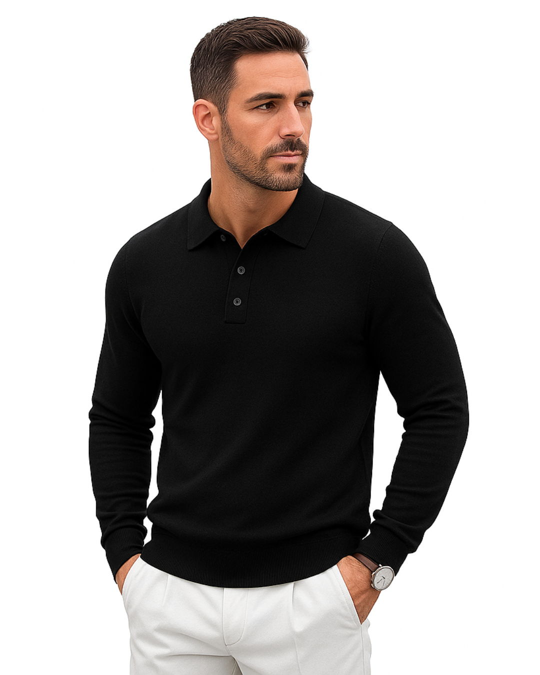 Polo clásico manga larga de punto para hombre®