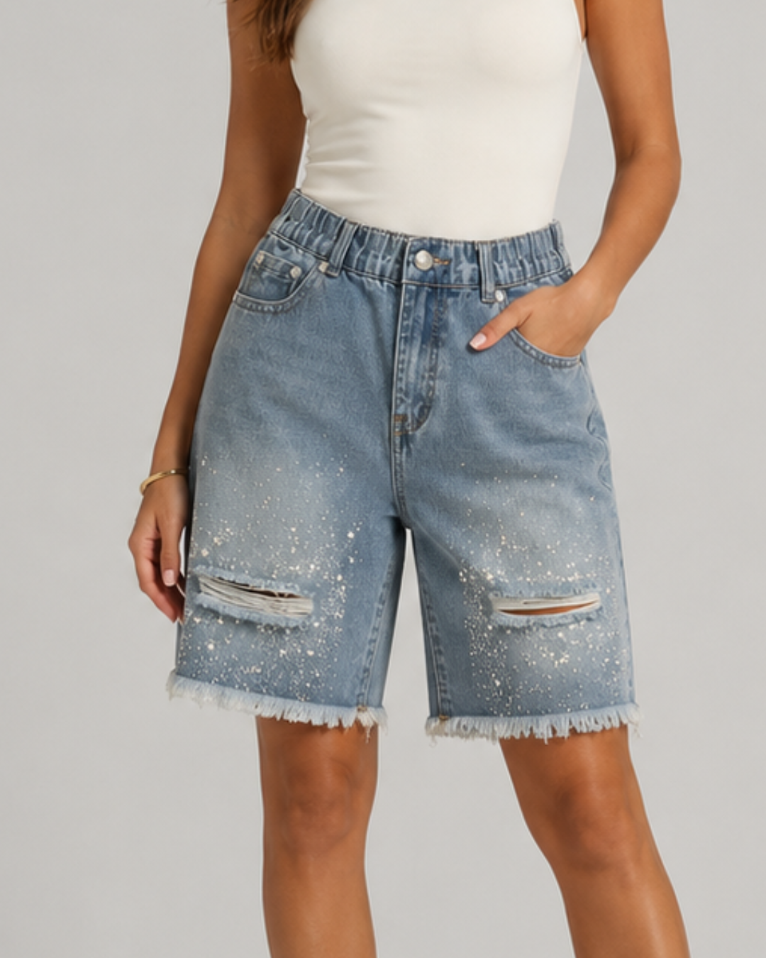 Pantalones cortos vaqueros con strass