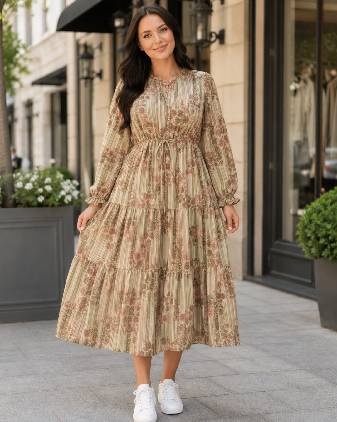 Vestido Estampado con Cintura Ajustable®