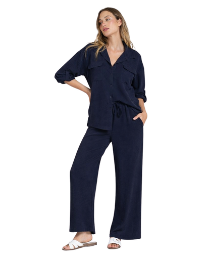 Conjunto de Corte Holgado con Tela Texturizada para Mujer