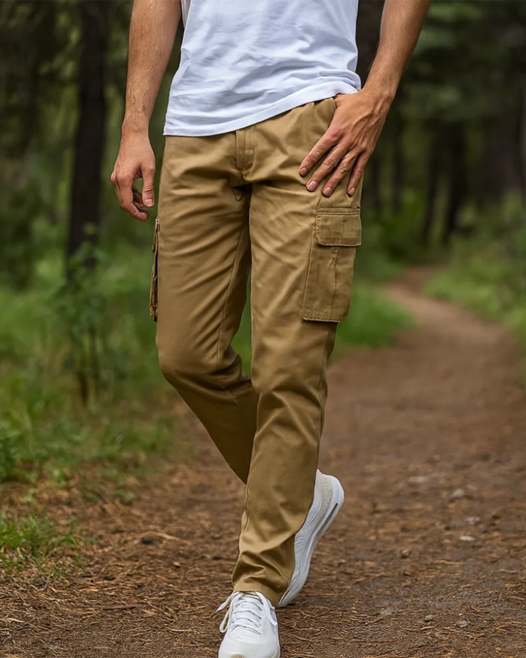 Pantalones cargo de algodón elástico para hombre