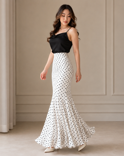 Falda Maxi con Estampado de Lunares®