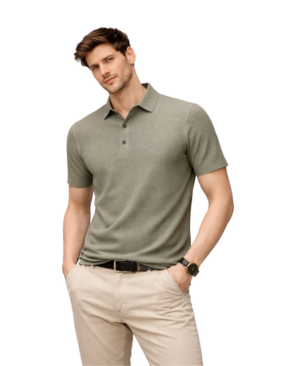 Polo de Punto Premium con Textura Micro-Estructural y Acabado Transpirable para Hombre
