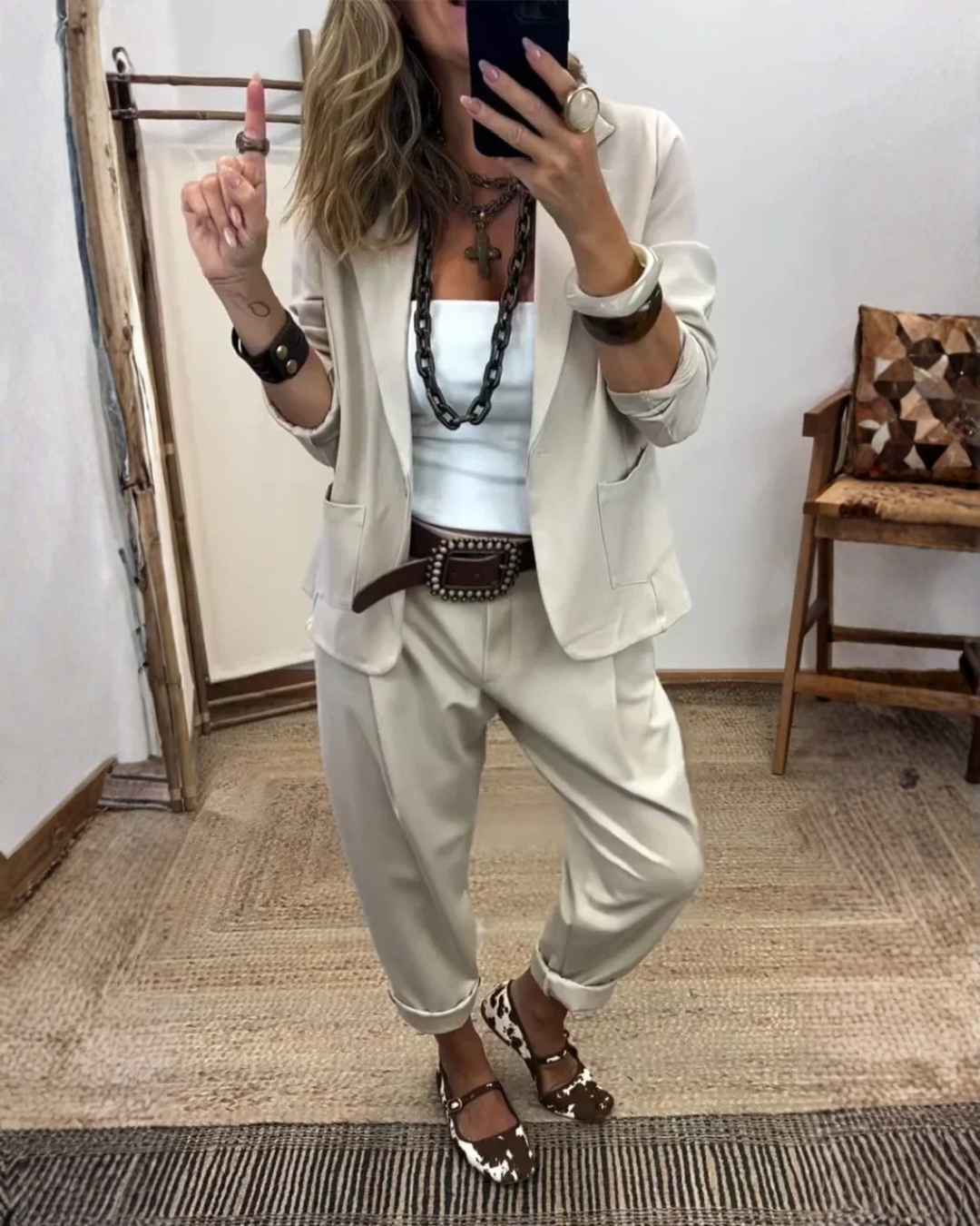 Conjunto Premium de Dos Piezas con Corte Holgado Para Mujer
