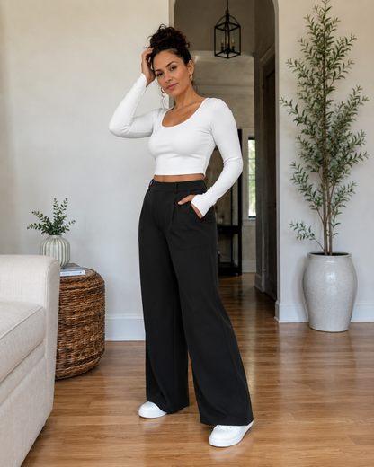 Pantalón de Vestir Elástico de Pierna Recta®