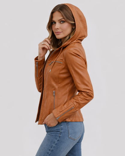 Chaqueta de Cuero de Alta Gama para Mujer