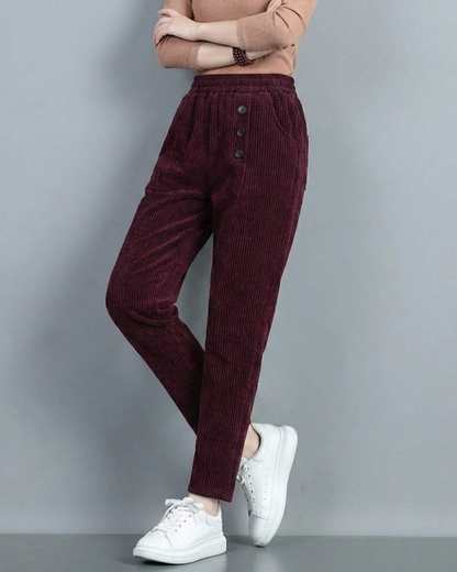 Pantalones de Terciopelo con Botones Decorativos para mujer