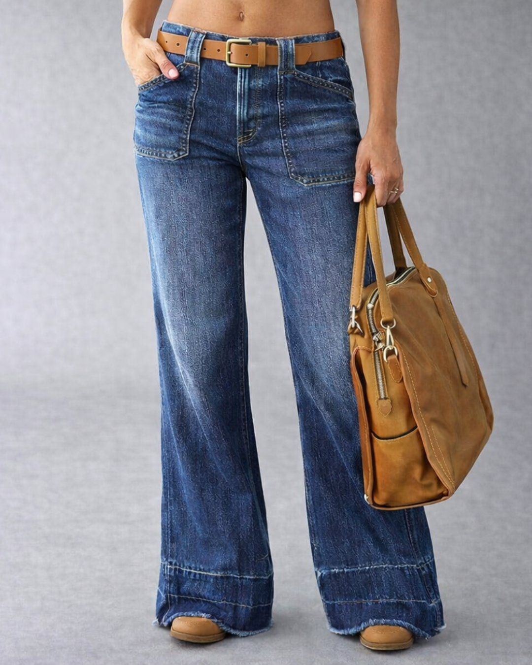 Jeans Acampanados Retro con Bolsillos para Mujer®