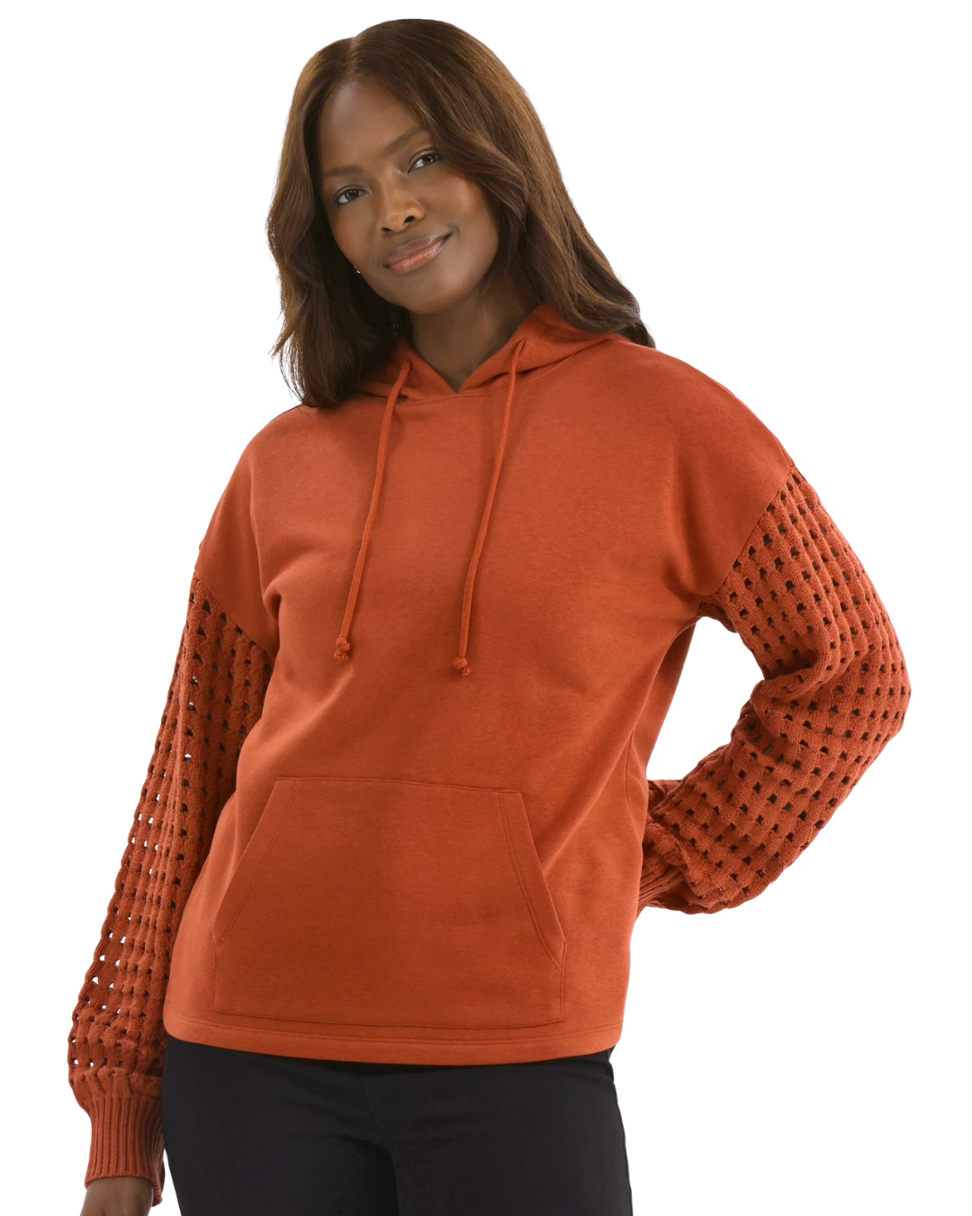 Sudadera casual con detalles de ganchillo en las mangas para Mujer