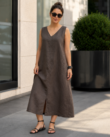 Vestido Sin Mangas con Escote en Pico