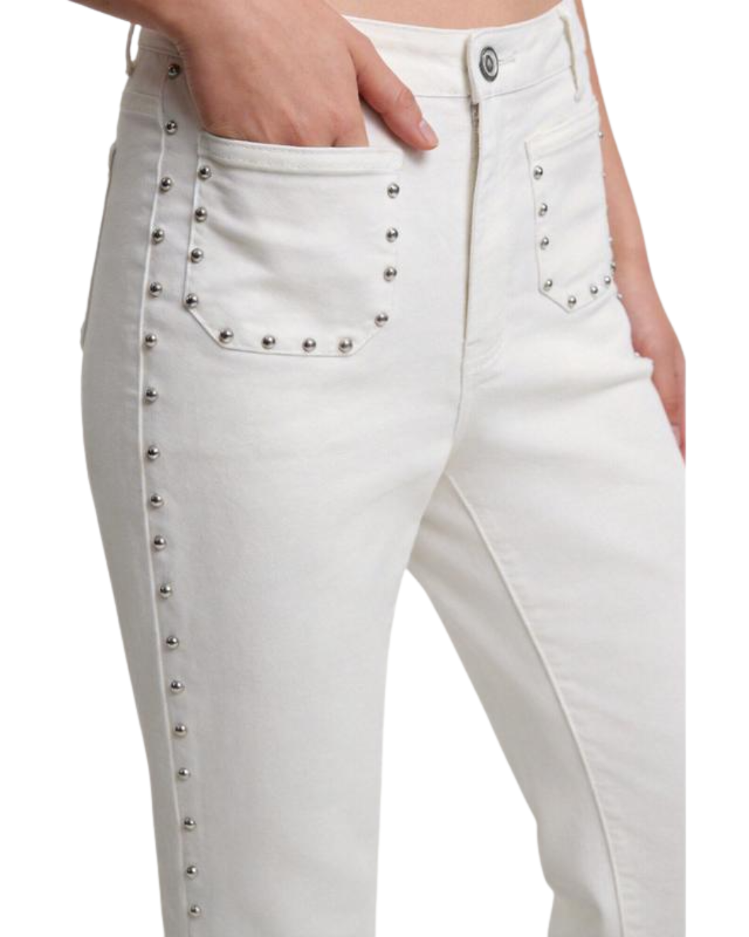 Jeans Rectos con Tachuelas