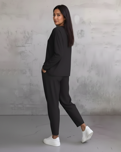 Conjunto de camiseta de manga larga y pantalones informales para mujer