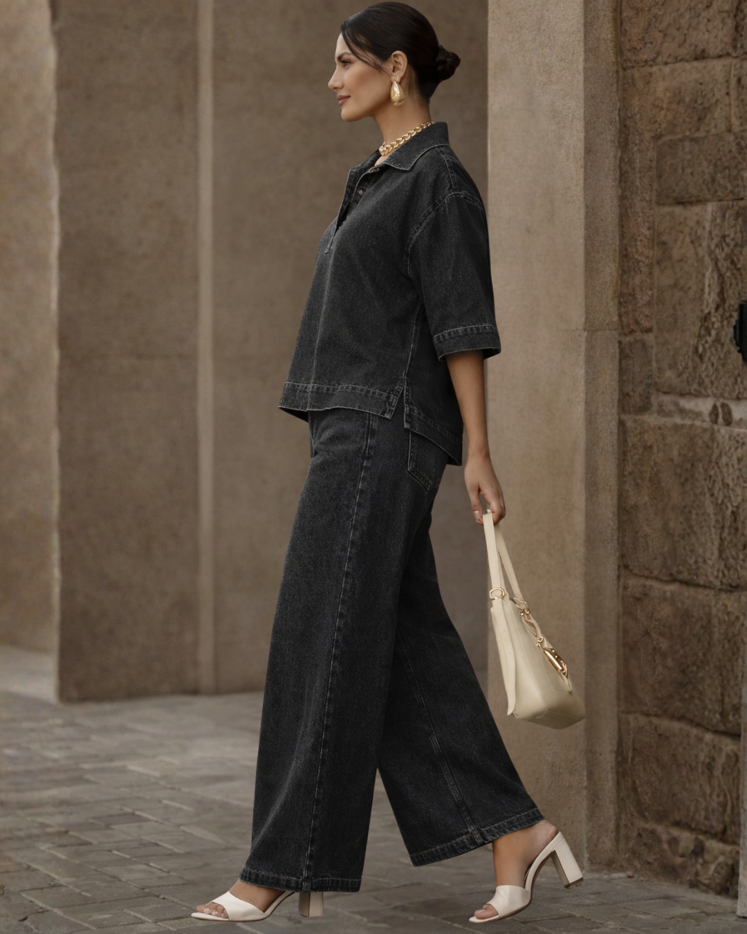 Conjunto Oversize de Denim Estilo Urbano