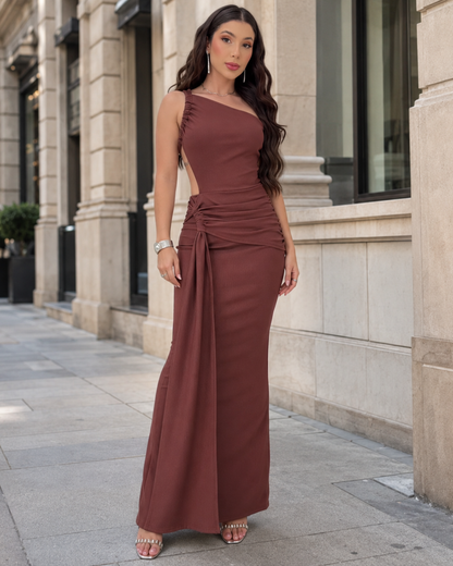 Vestido Largo Elegante con Corte Asimétrico®