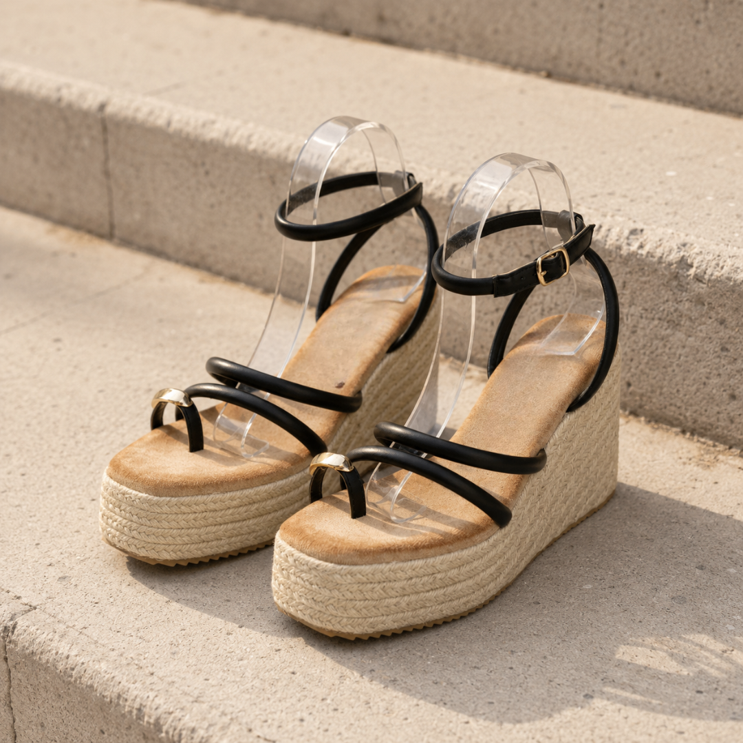 Sandalias de Cuña con Plataforma Trenzada