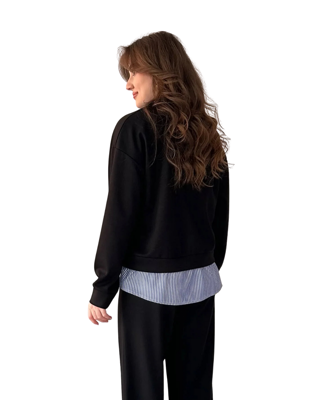 Conjunto Elegante con Efecto Doble Capa y Pantalón Recto