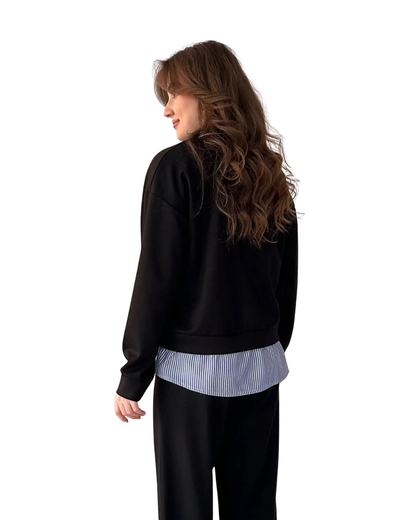 Conjunto Elegante con Efecto Doble Capa y Pantalón Recto