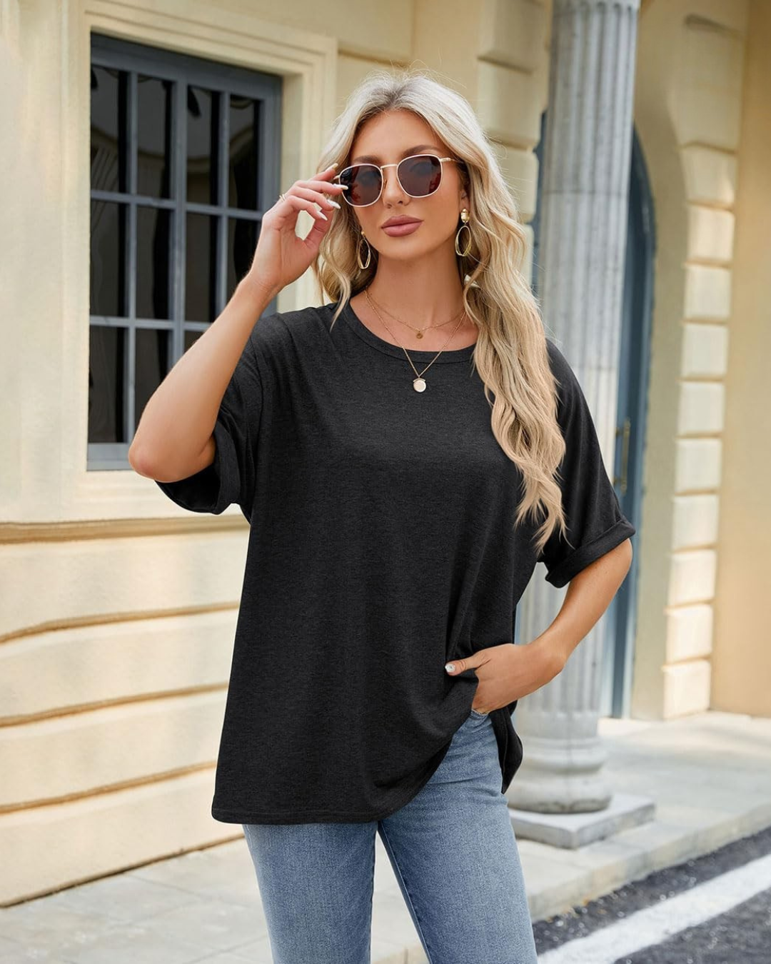 Camiseta de Manga Corta con Cuello Redondo