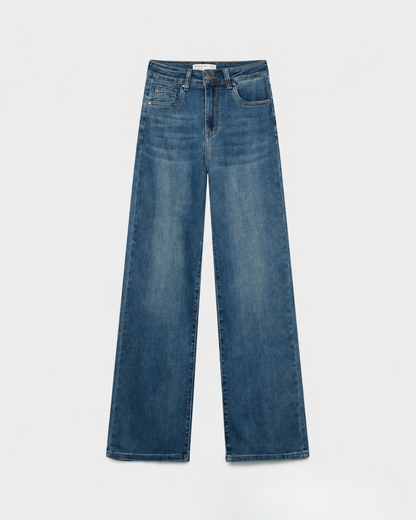 Pantalones de mezclilla anchos de cintura alta