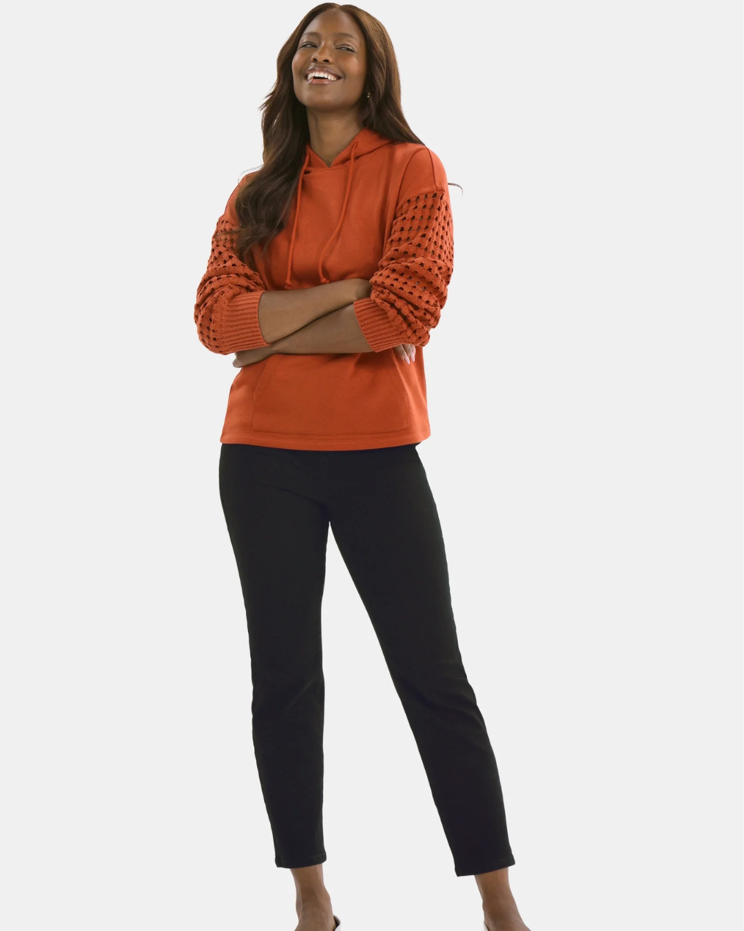 Sudadera casual con detalles de ganchillo en las mangas para Mujer