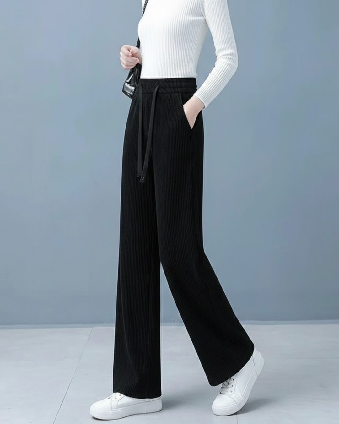 Pantalones anchos de terciopelo informales para mujer