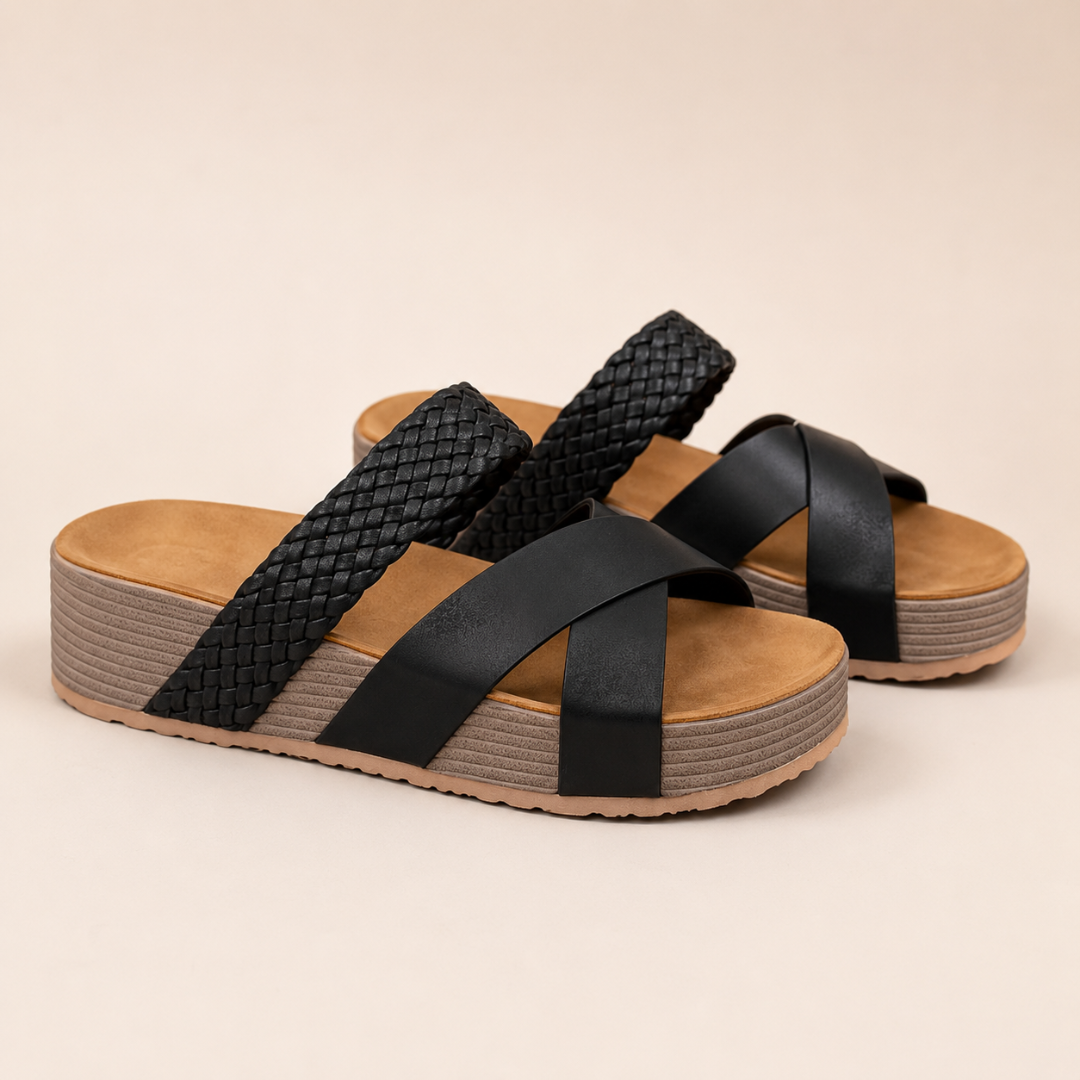 Sandalias de Cuña con Tiras Cruzadas