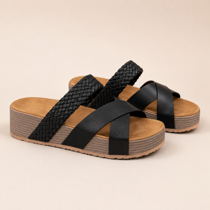 Sandalias de Cuña con Tiras Cruzadas